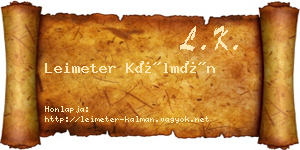 Leimeter Kálmán névjegykártya